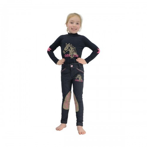 Calças de montaria Little Rider Riding Star em jeans