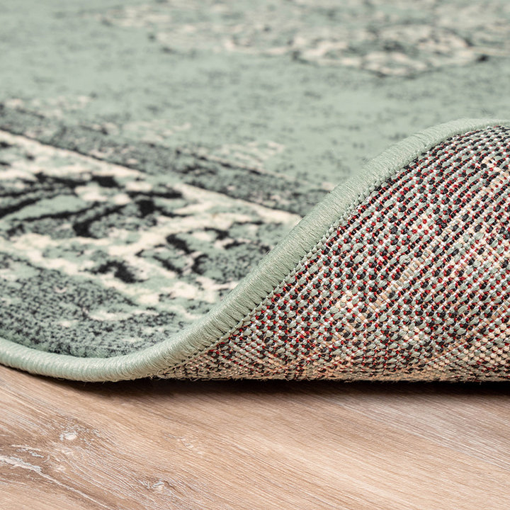 Rond vintage vloerkleed - Wonder Groen/Zwart
