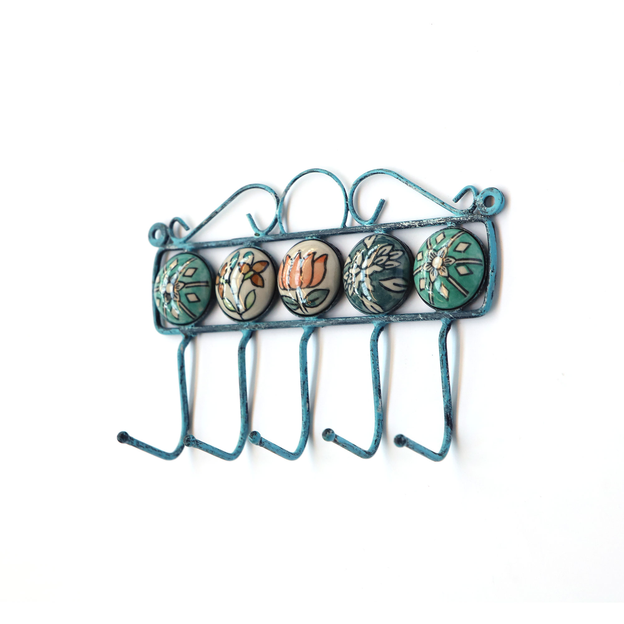 5er Wandhaken, blau, B 18 cm, H 16 cm, L 6 cm von fischer's lagerhaus