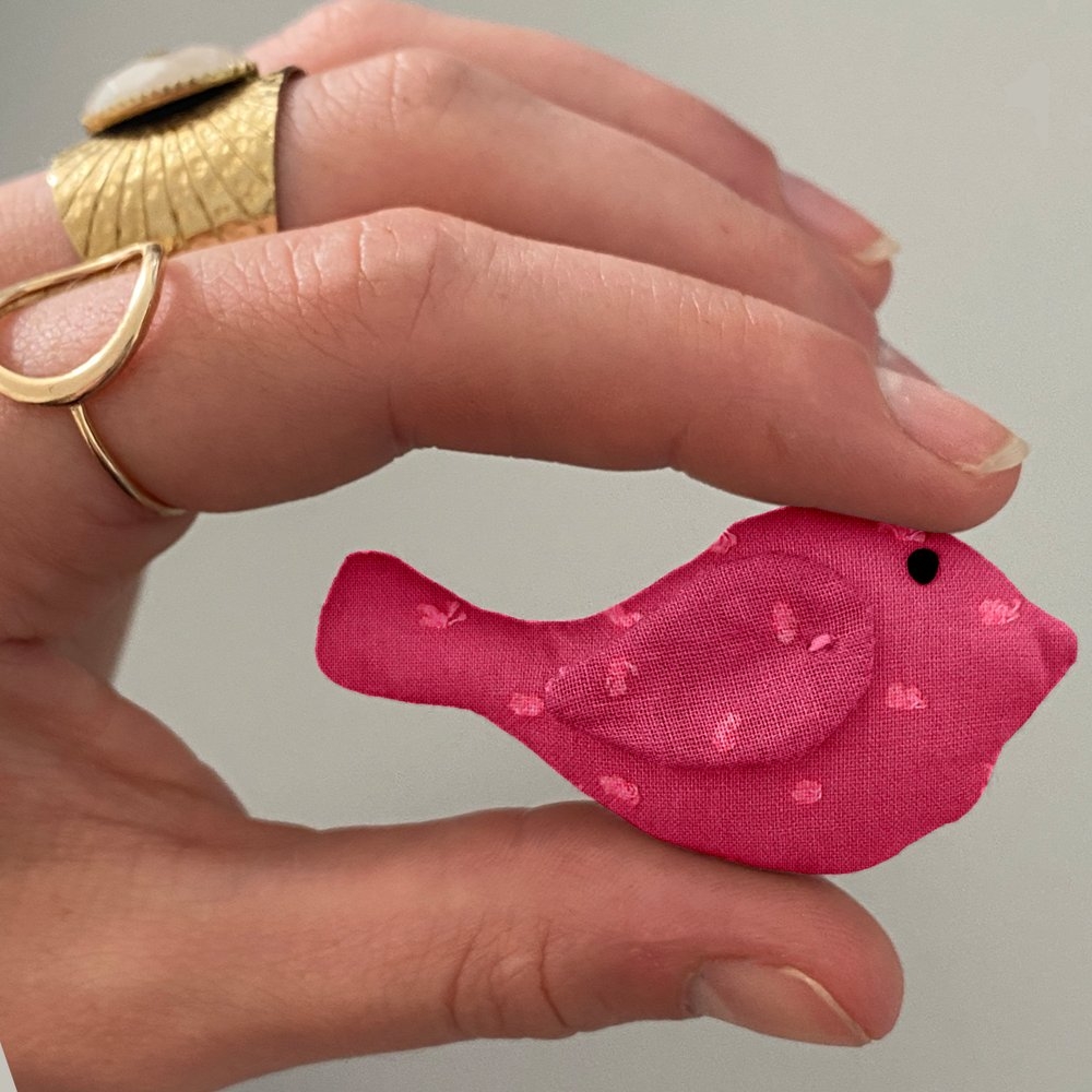 Barrette Mésange Plumetis Rose Fuchsia
