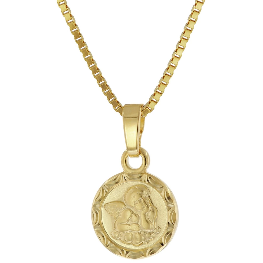 trendor Engel-Anhänger Gold 333 mit vergoldeter Silber-Kette für Kinder gold