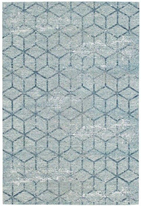 Vloerkleed Washed Blue Geo