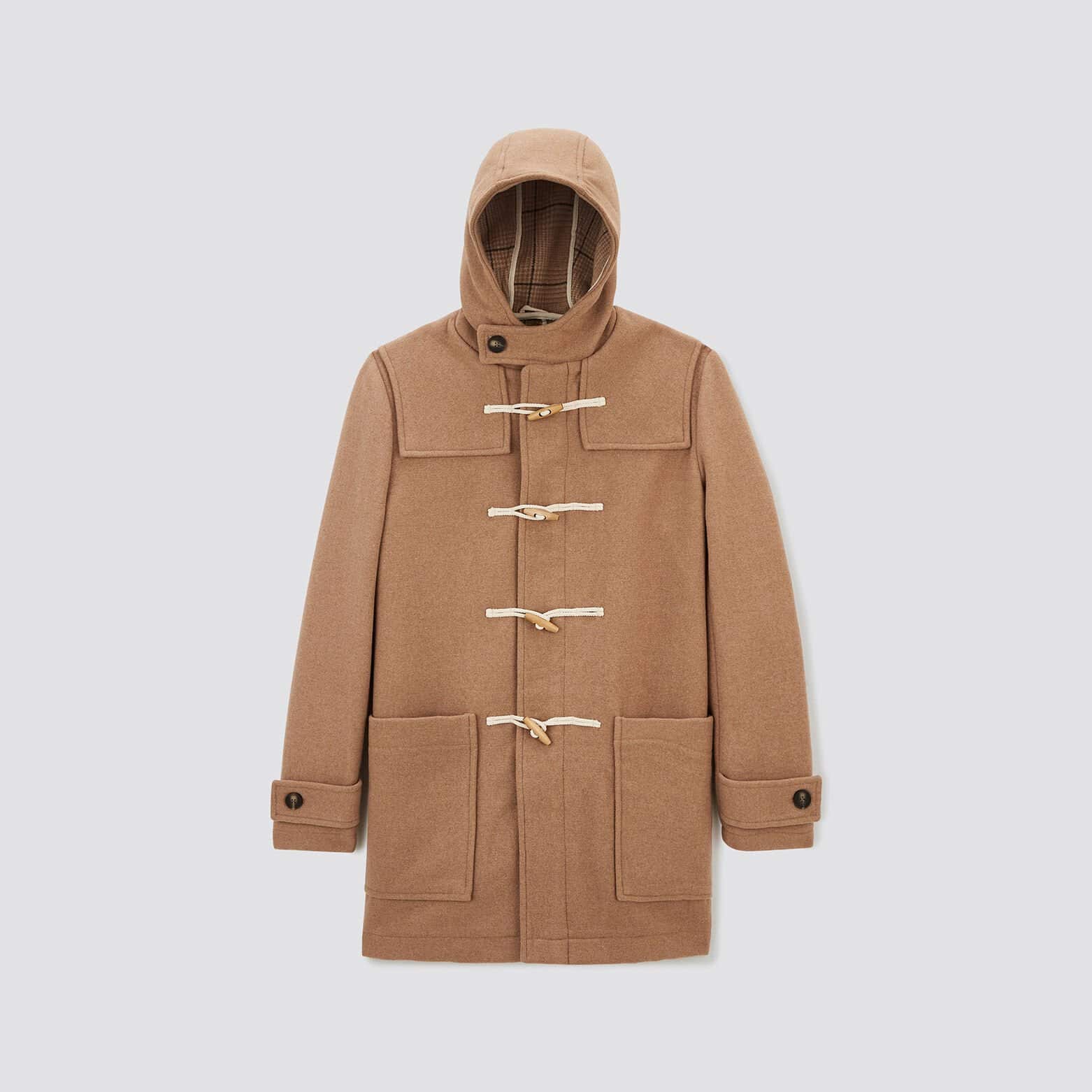 Manteau style duffle-coat avec capuche Beige
