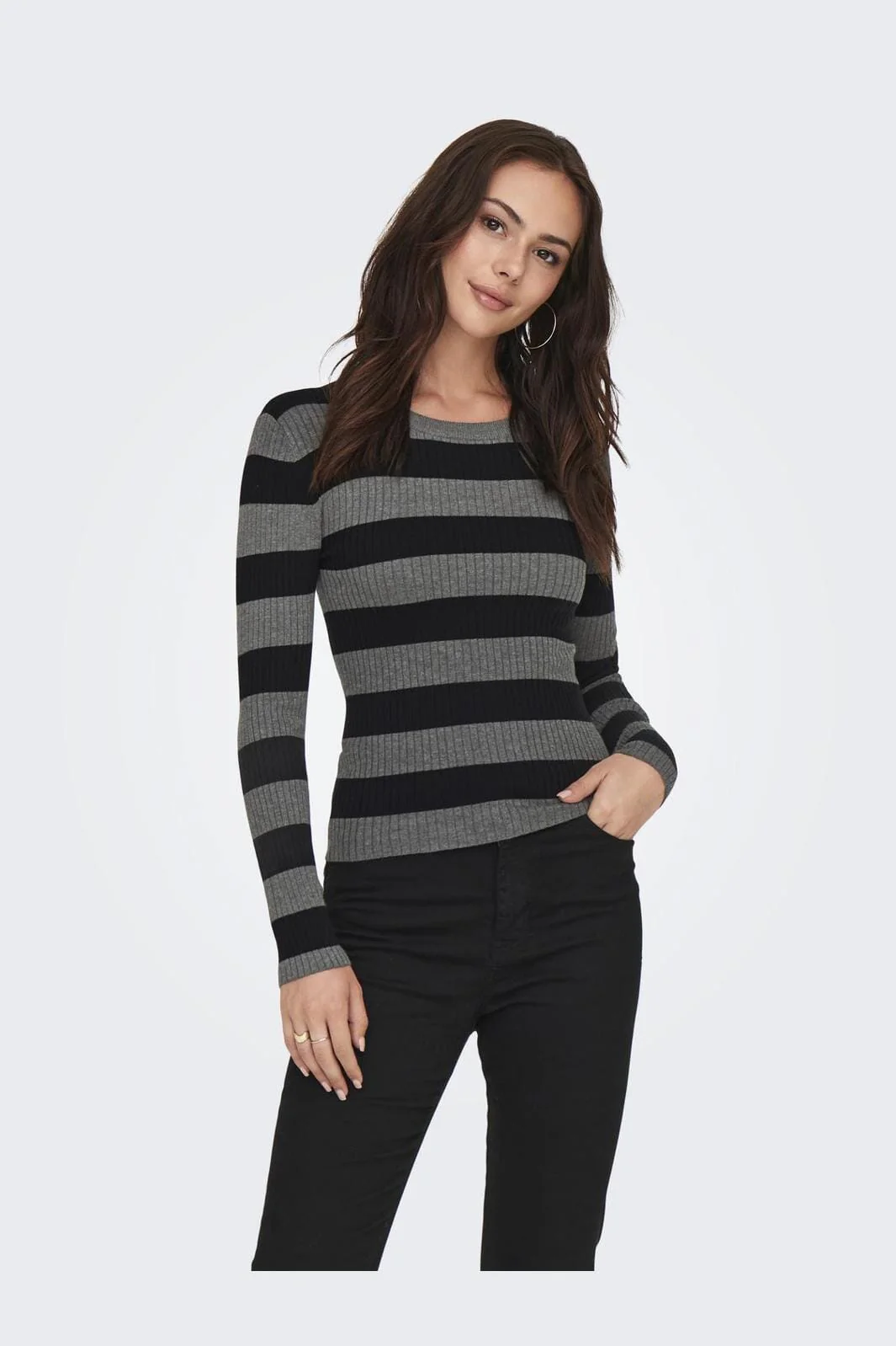 JDY JDYplum L/S O-Neck Pullover Knt 4622691 dark grey melange black
