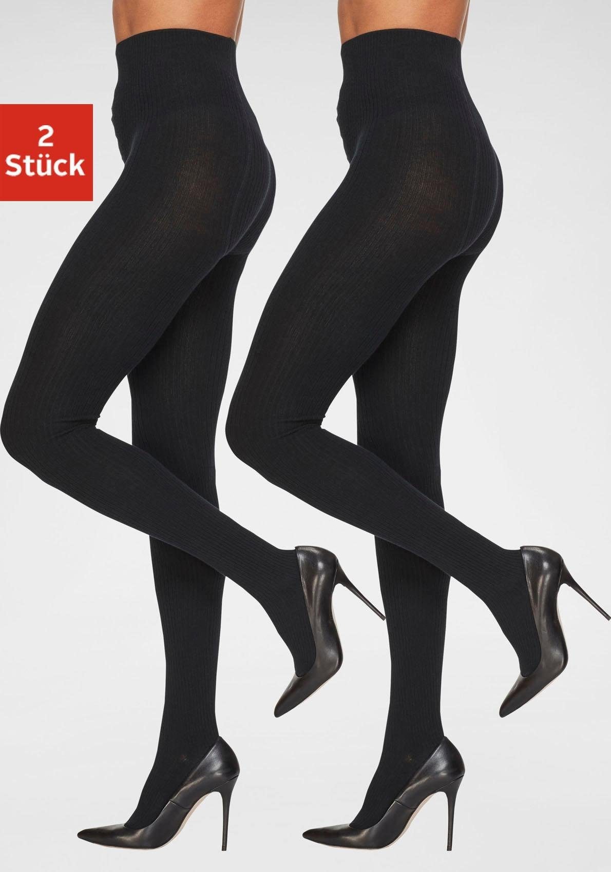 Lavana Strickstrumpfhose 2 Stk. tlg. in modischem Ripp-Strick