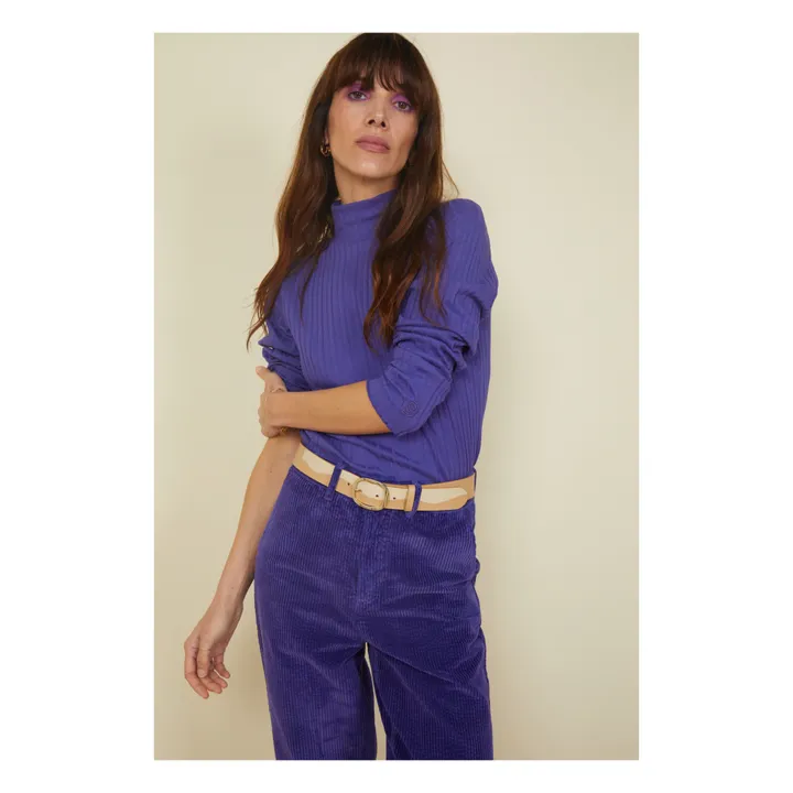 SMALLABLE BASICS Sous Pull Femme Cotelé Coton Bio | Bleu indigo