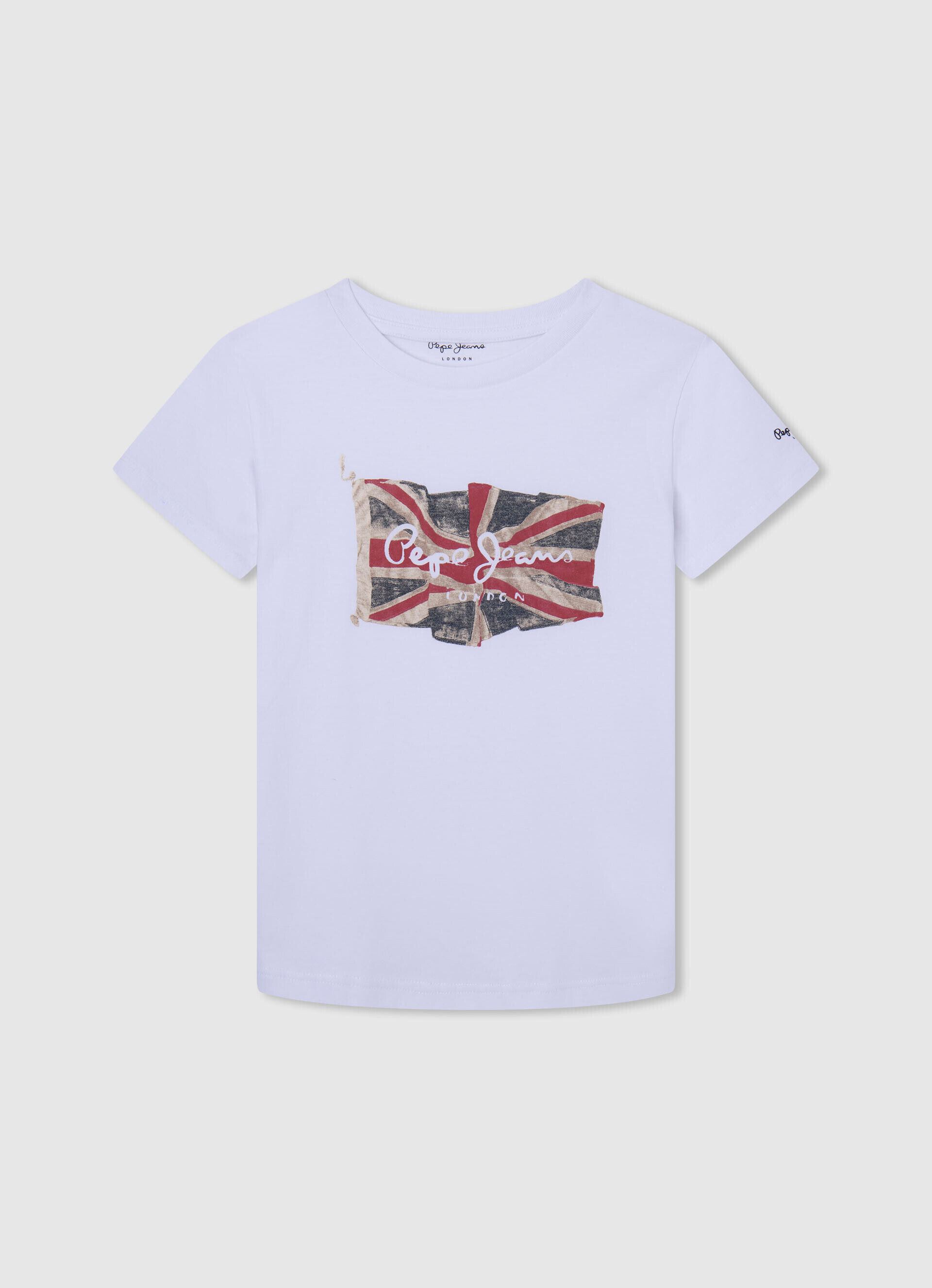 Camiseta de algodão com logo da bandeira - branca