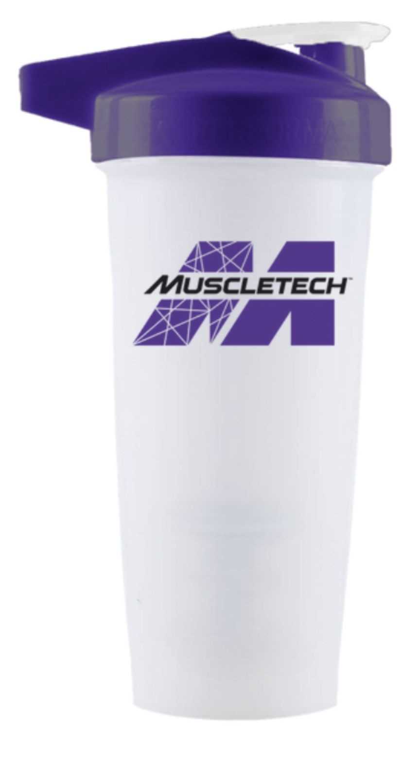Coqueteleira MuscleTech Classic 828 ml Branca/Roxa
