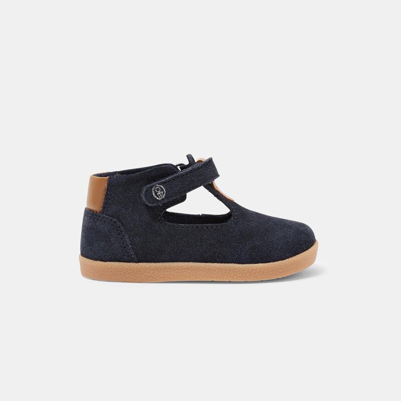 Salomés premiers pas croûte de cuir bleu bébé garçon Bleu