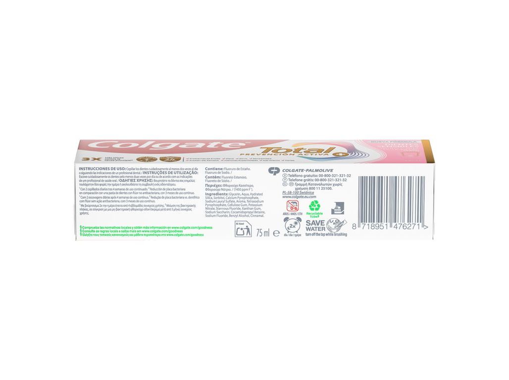 PASTA DE DENTES PROTEÇÃO TOTAL AVANÇADA SENSIBILIDADE COLGATE 75ML