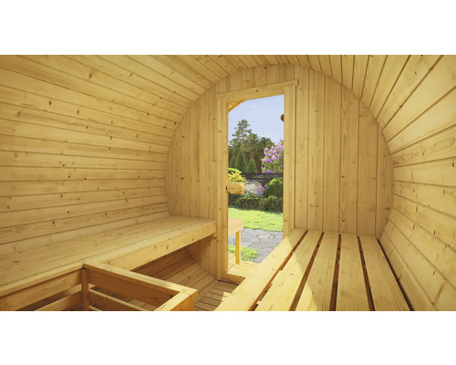 Barrelsauna Weka 198 inclusief 9 kW compacte oven en geïntegreerde besturing met grafietkleurige volledig glazen deur