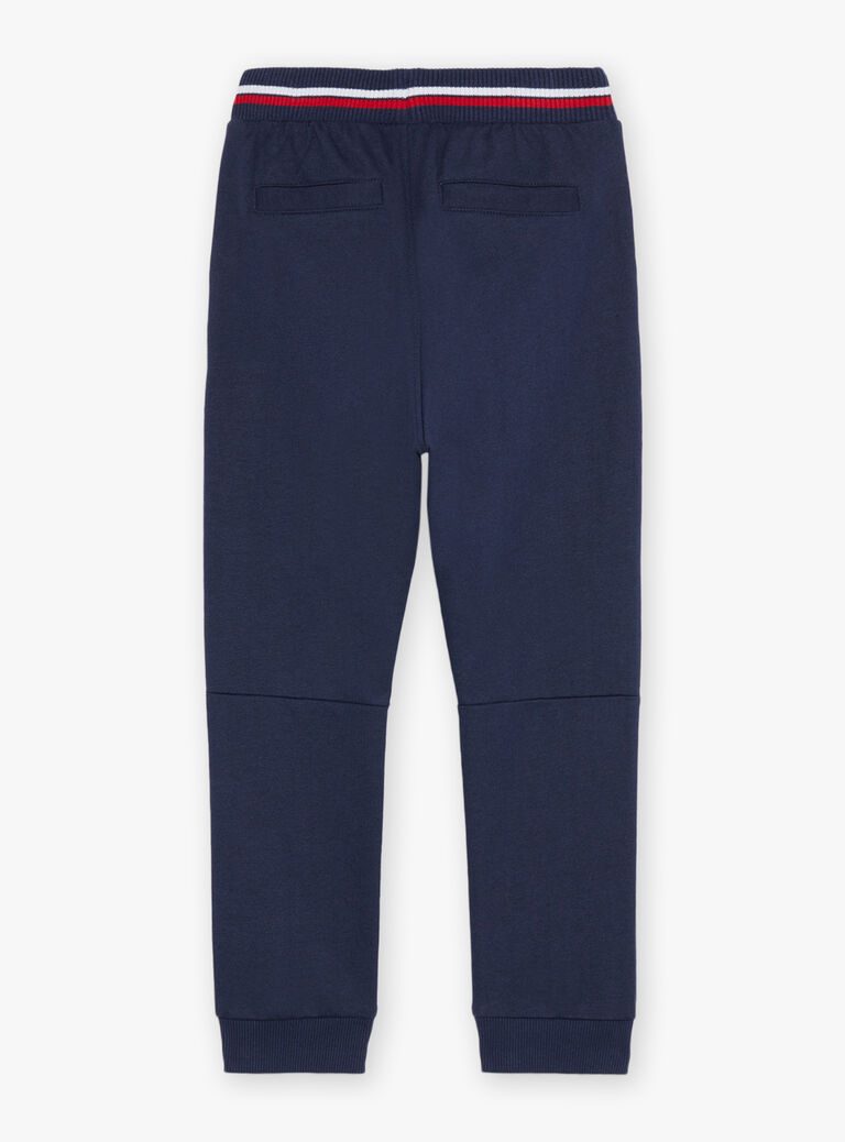 Jogging bleu marine à empiècements rouges