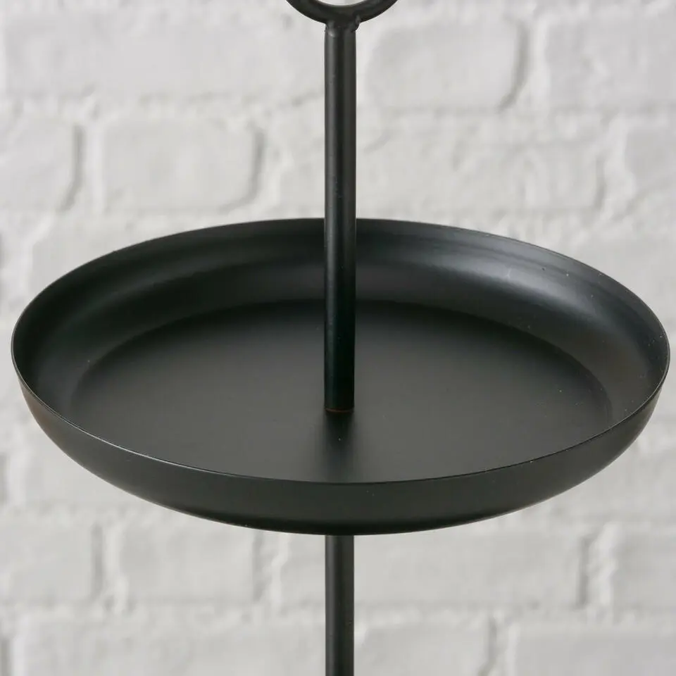 Boltze Etagere 2-laags - zwart - RVS - H34 cm - Hightea/tapas