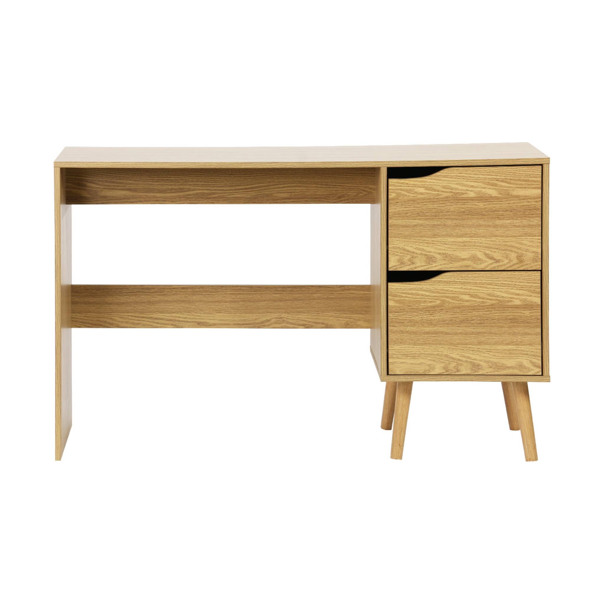 sweeek - Bureau met 2 lades in walnootkleurig hout