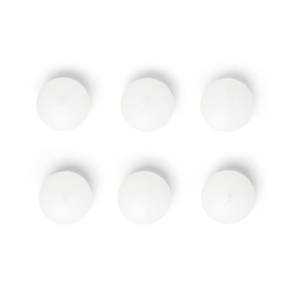 Lot de 6 bougies flottantes cire blanche Ø4,5cm