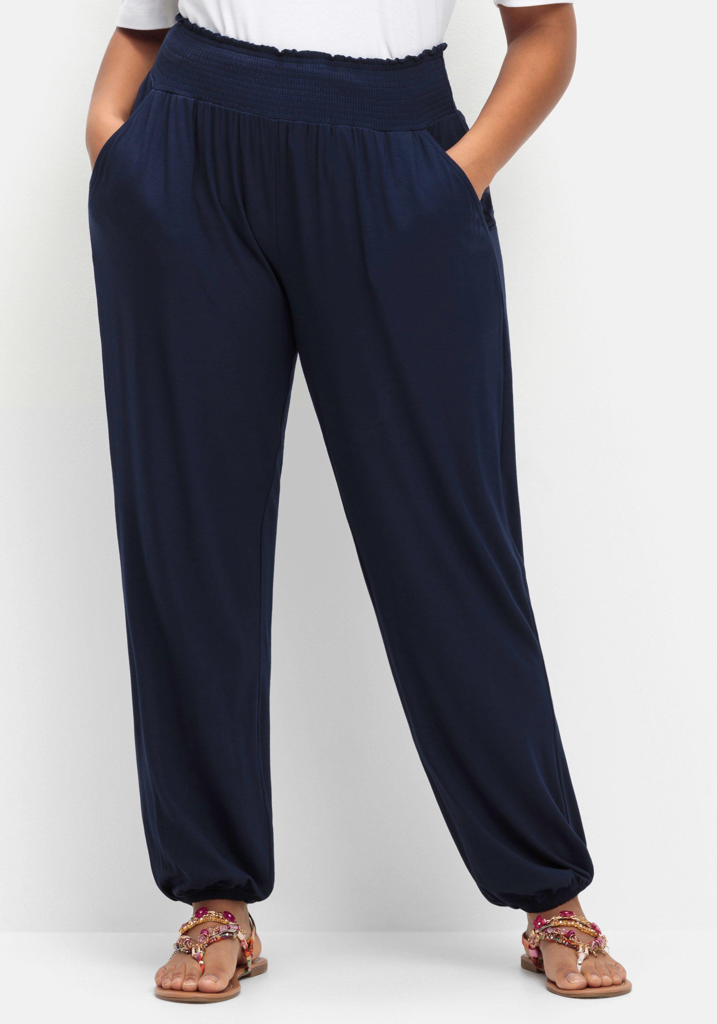 Jerseyhose mit Smokbund und Gummibündchen