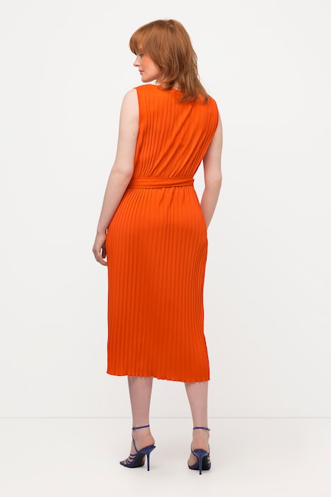 Plissee-Kleid, A-Linie, Rundhals, ärmellos