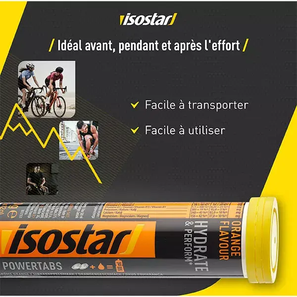 Isostar Hydrate & Perform Powertabs Hidratação Rápida Laranja 10 comprimidos