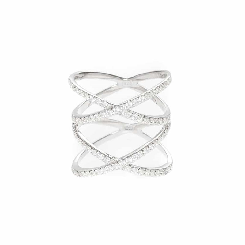 Bague Argent Cercles Atomiques Rhodié