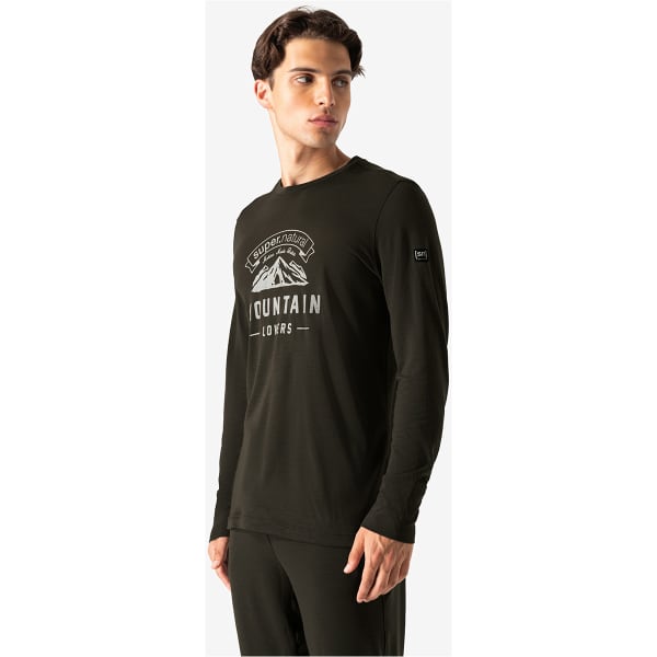 T-shirt randonnée SUPER.NATURAL M MOUNTAIN LOVERS LS BLACK INK/FEATHER GREY
