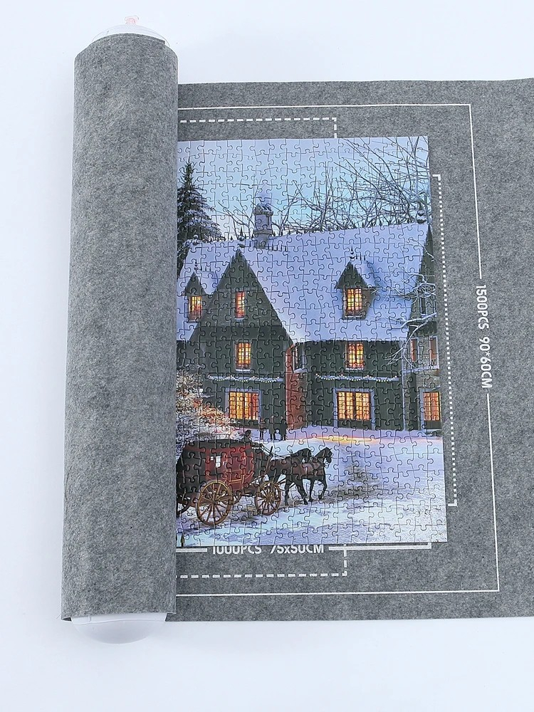 (116x66cm) Filz Puzzle Matte Tragbare Aufbewahrungs Unterlage inkl. Sortierschalen / Tasche - Schwarz