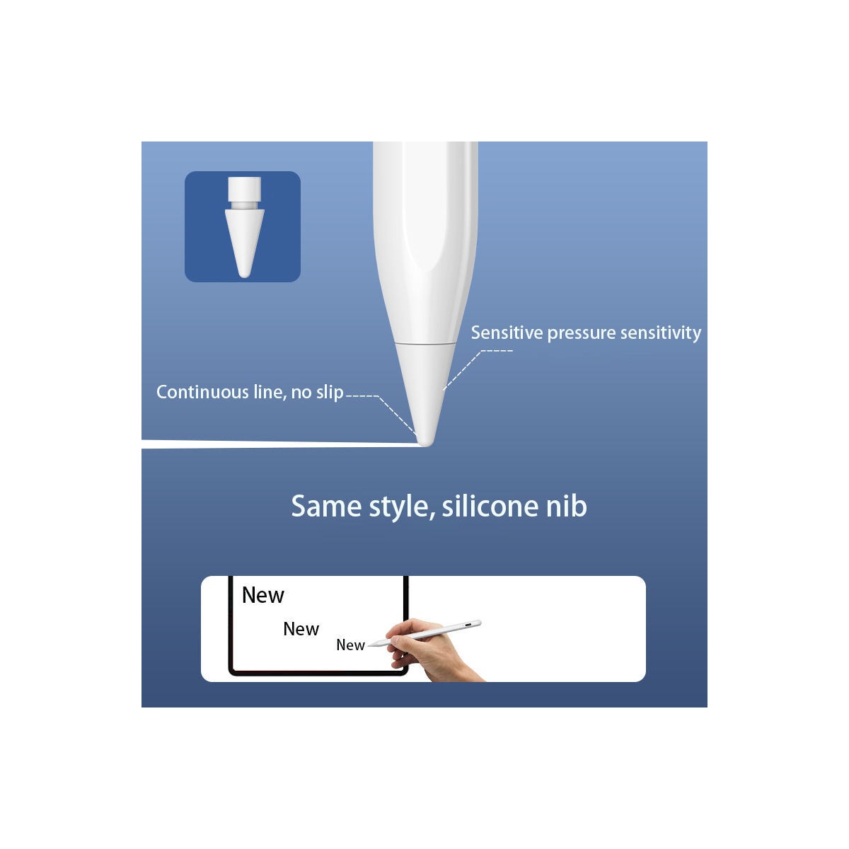 Universal Stylus-penn for iPad med 4 pennesplitter Hvit