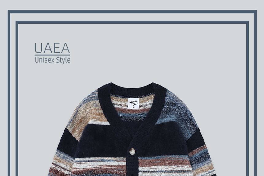 Chuoku - V-hals gemêleerde cardigan met knoopjes