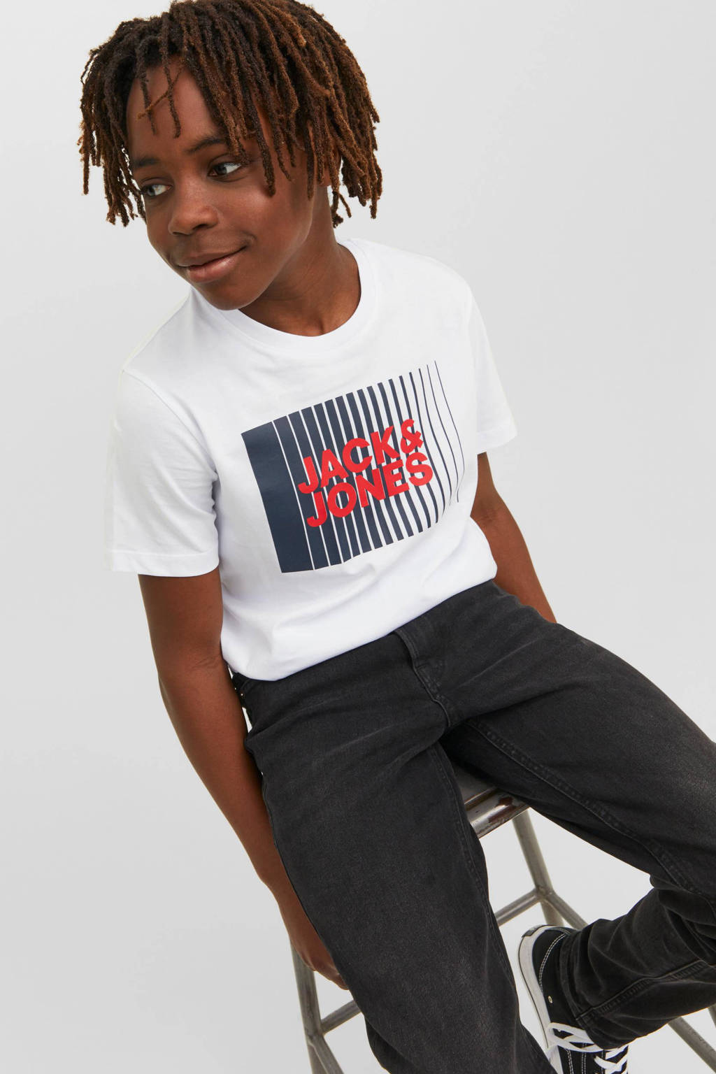 JACK & JONES T-shirt JJECORP van katoen wit