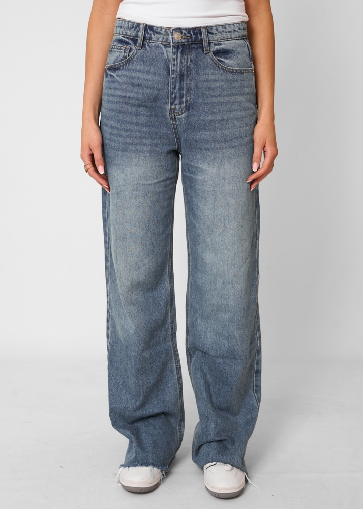 Straight leg vintage jeans donkerblauw