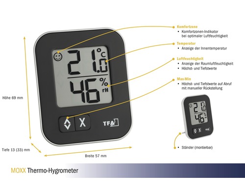 TFA MOXX digitale thermo-hygrometer inclusief batterijen
