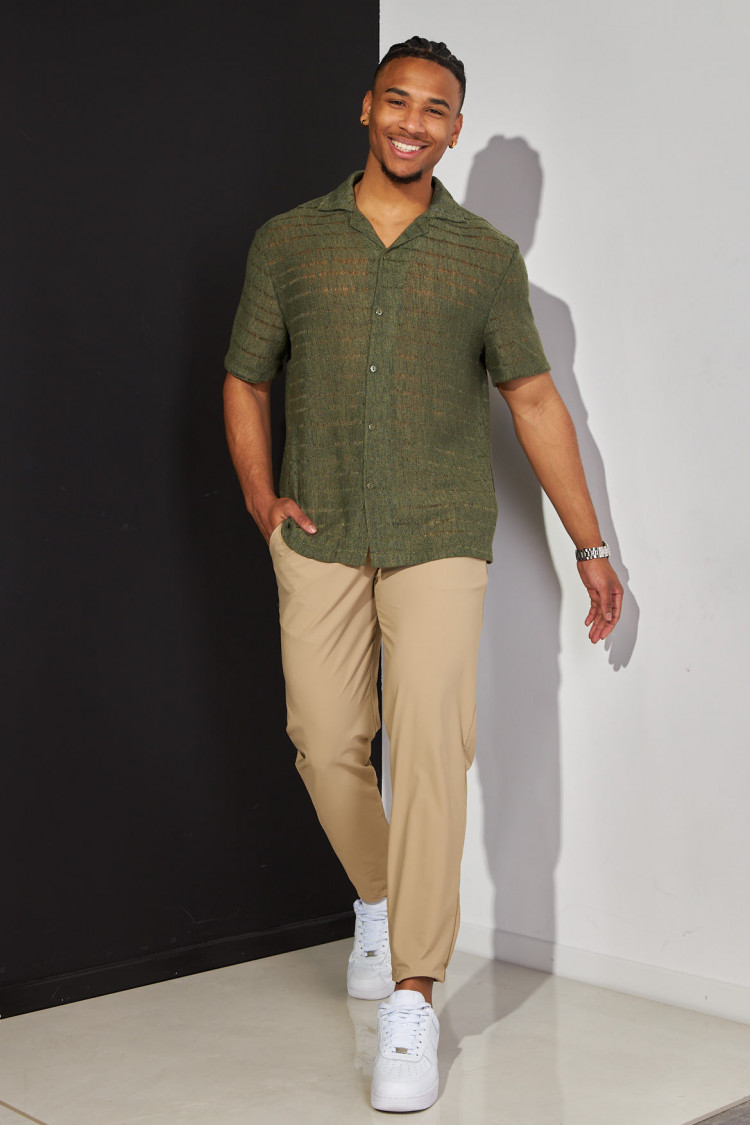 Chemise kaki ajourée