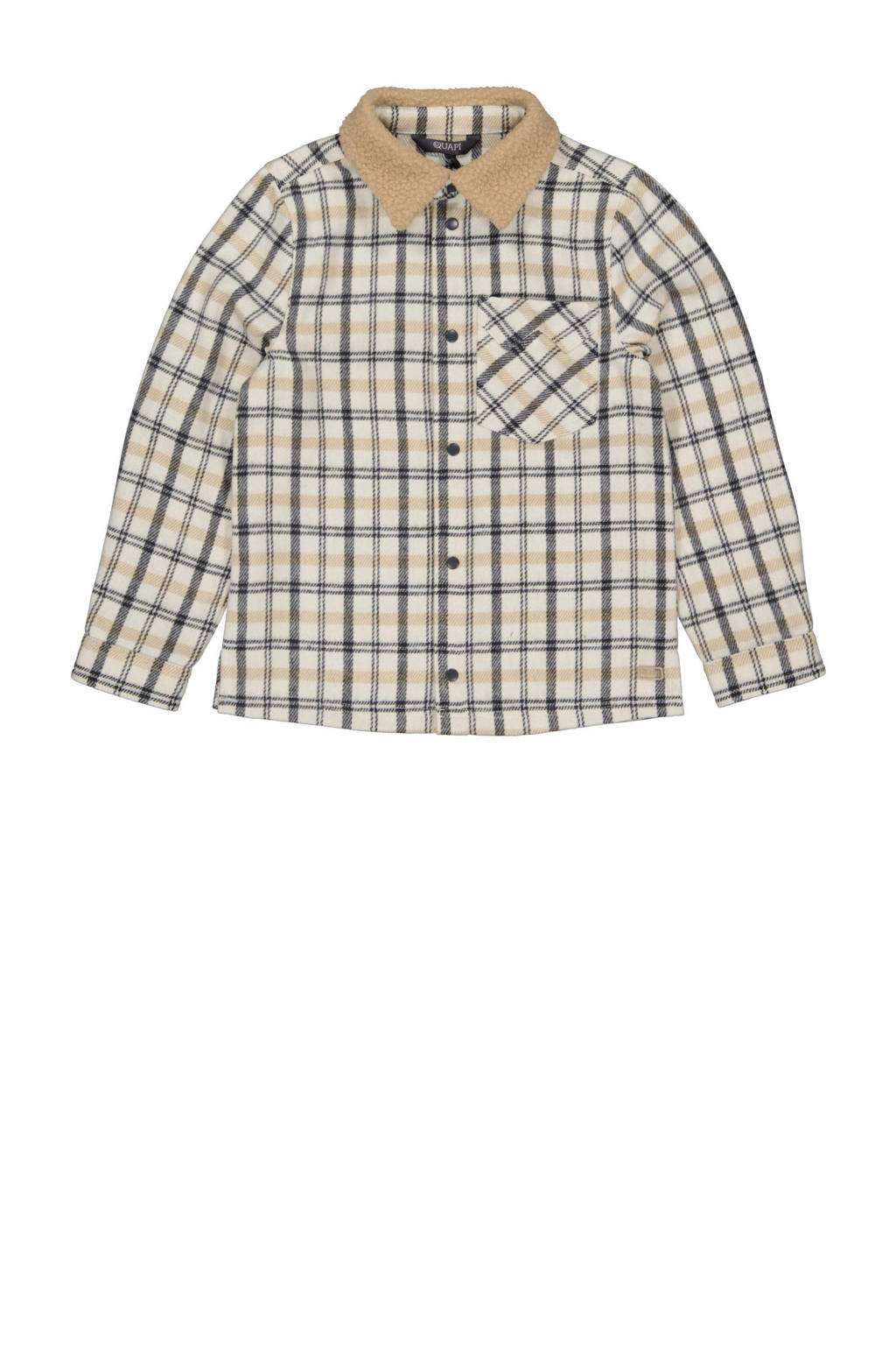Quapi geruit flanellen overhemd DEXTER ecru/beige/donkerblauw