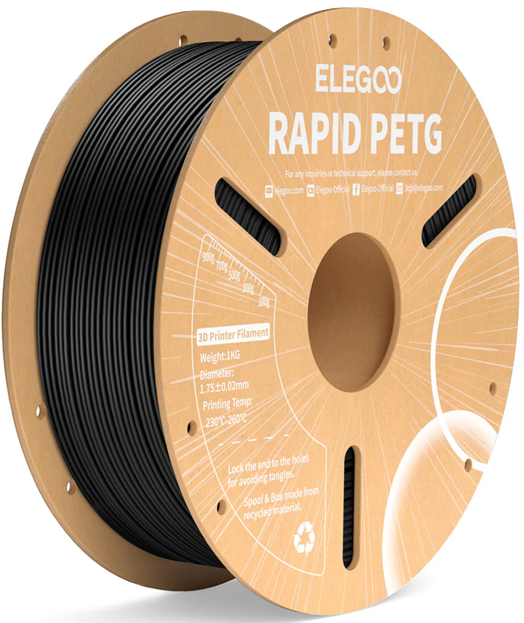 Elegoo  Rapid PETG Black, 1,75 mm / 1000 g    PETG Material für den Hochgeschwindigkeitsdruck in Schwarz