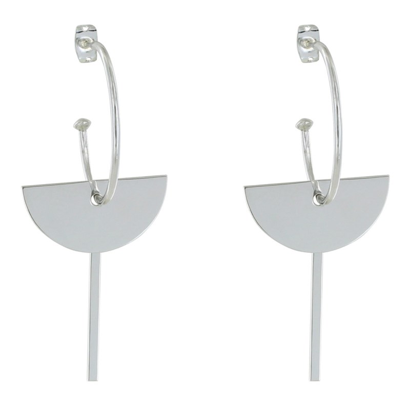 Boucles d'Oreilles Argent Demi Créoles et Clé