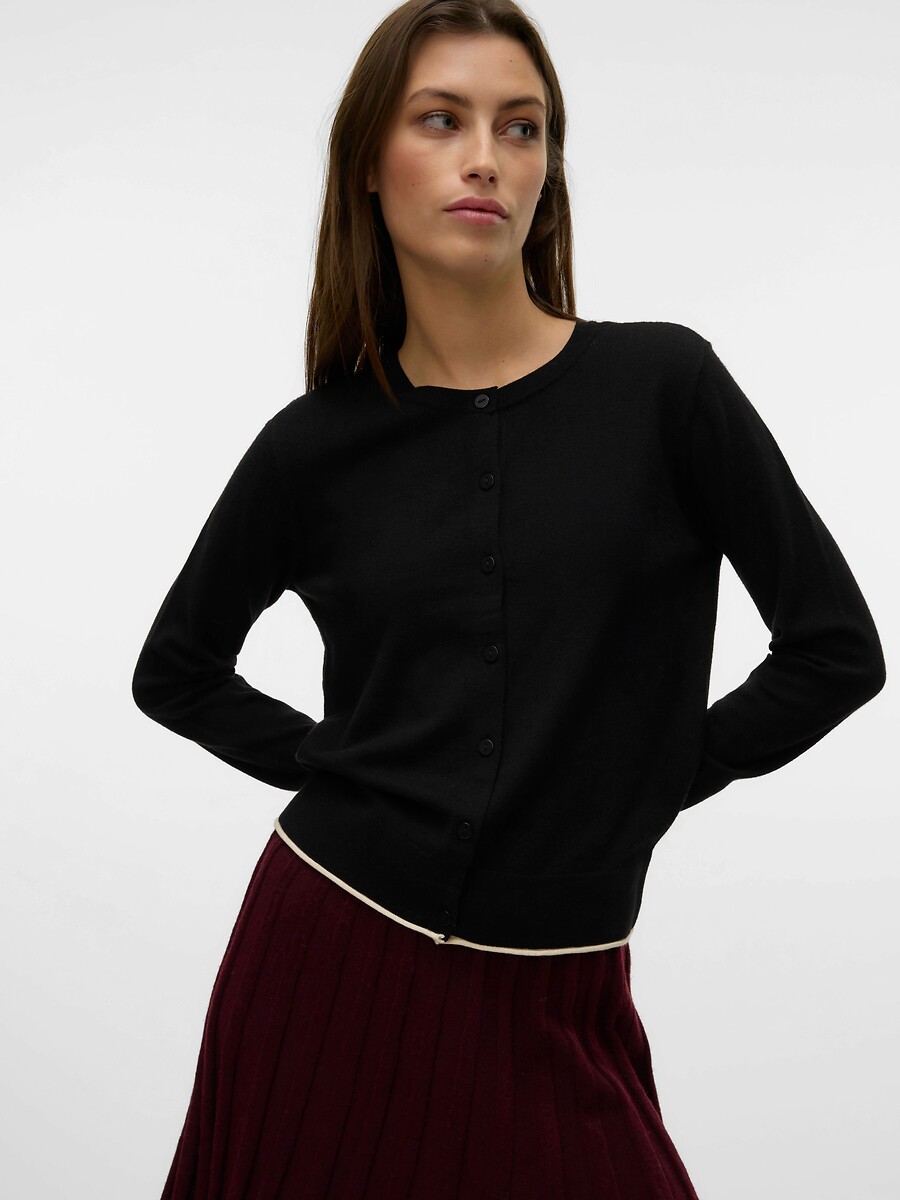 VERO MODA<br>Cardigã com decote redondo e fechamento por botões