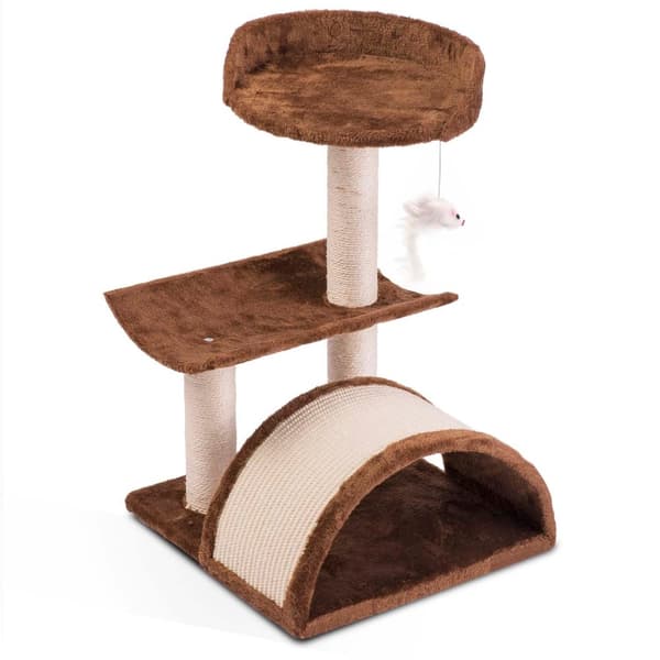 Kattehus med skrapebrett, 58 cm, Brun – Pethaus DR-254