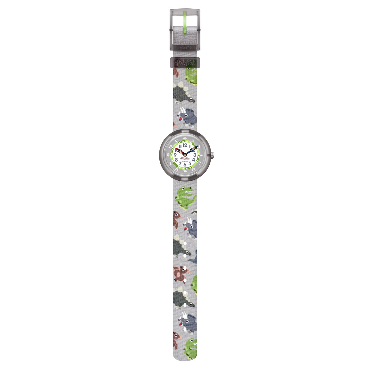 Montre Flik Flak enfant matériaux biosourcés gris animaux