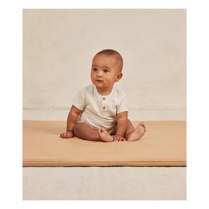Quincy Mae T-Shirt Boutonné Henry Rayé | Jaune