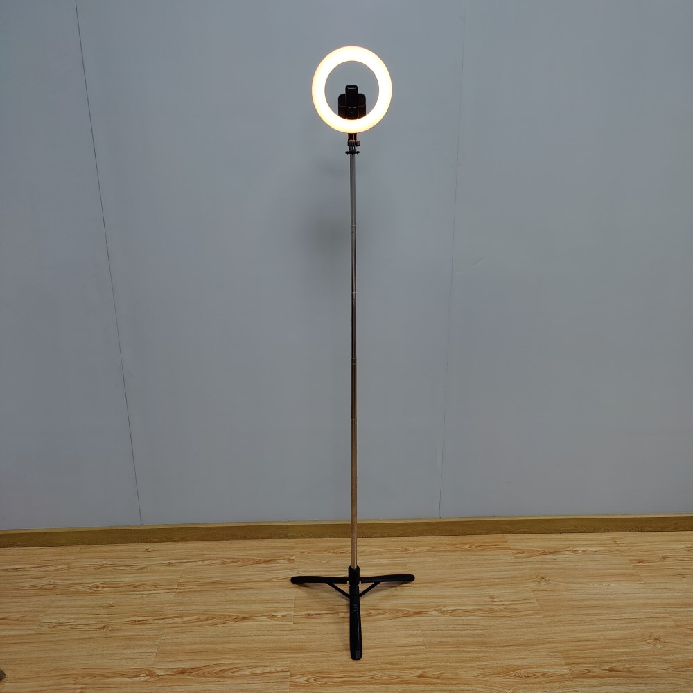 (145cm) 3in1 XXL Alu Selfie Stick Tripod Dreibein Stativ Halterung mit LED Ringleuchte   Bluetooth Fernauslöser für Smartphone - Schwarz
