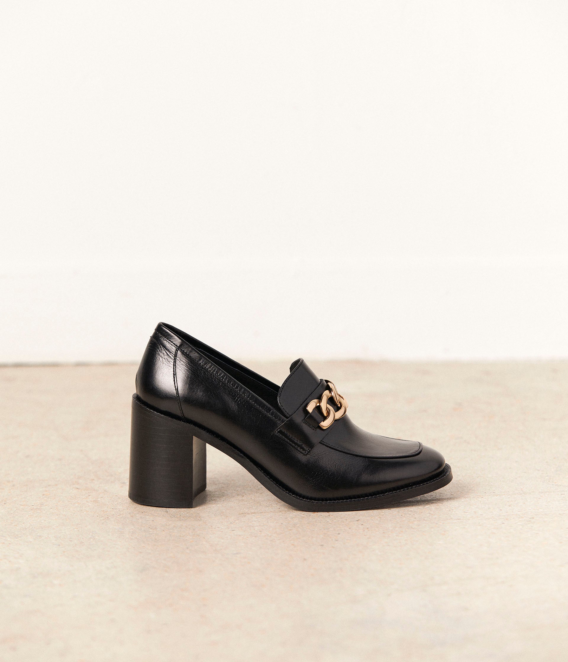 Mocassins cuir noir Ariane