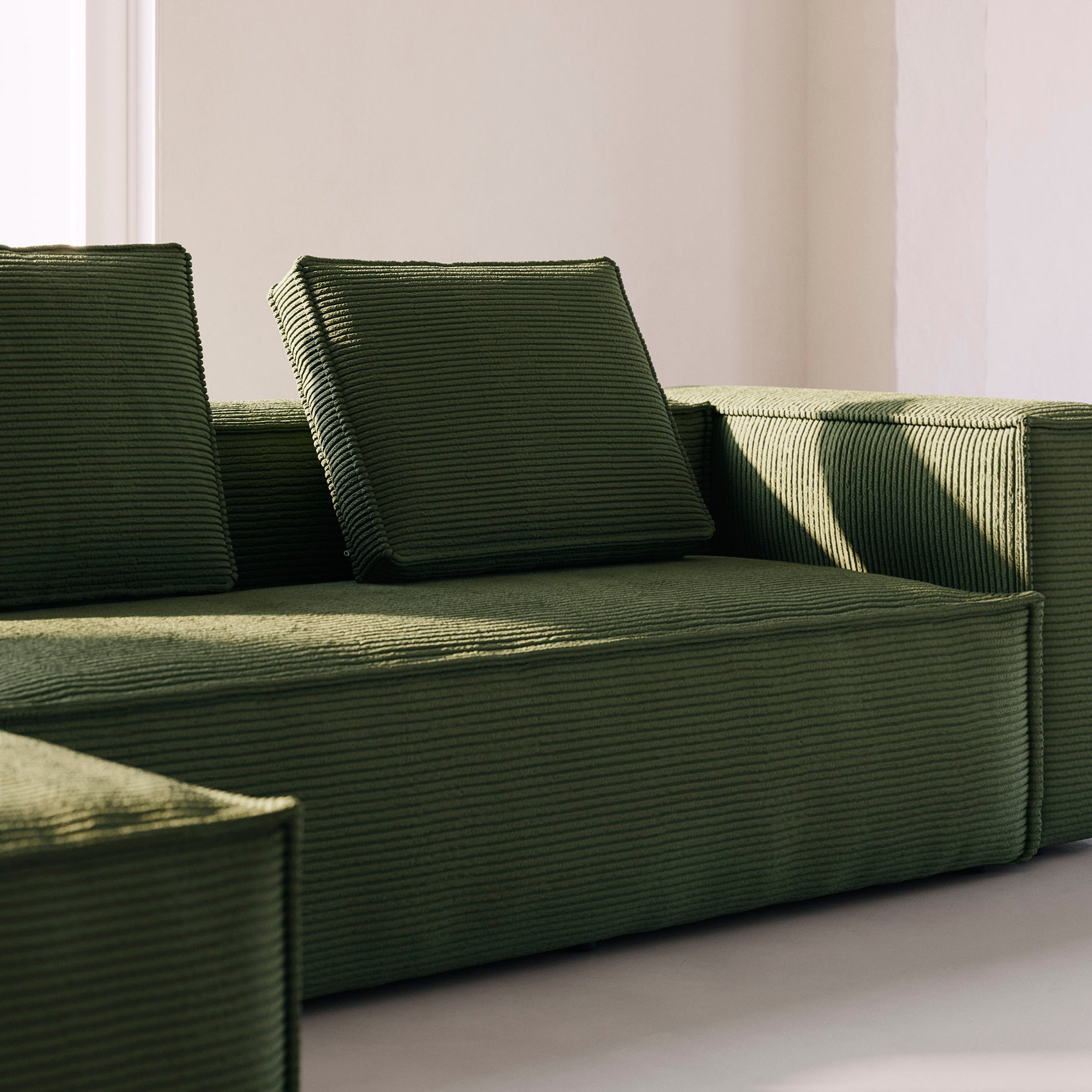 Kave Home Blok Chaise Longue Links - Rib - Donkergroen