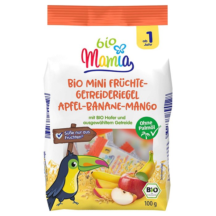 MAMIA BIO Bio-Mini Früchteriegel 100 g, Apfel-Mango