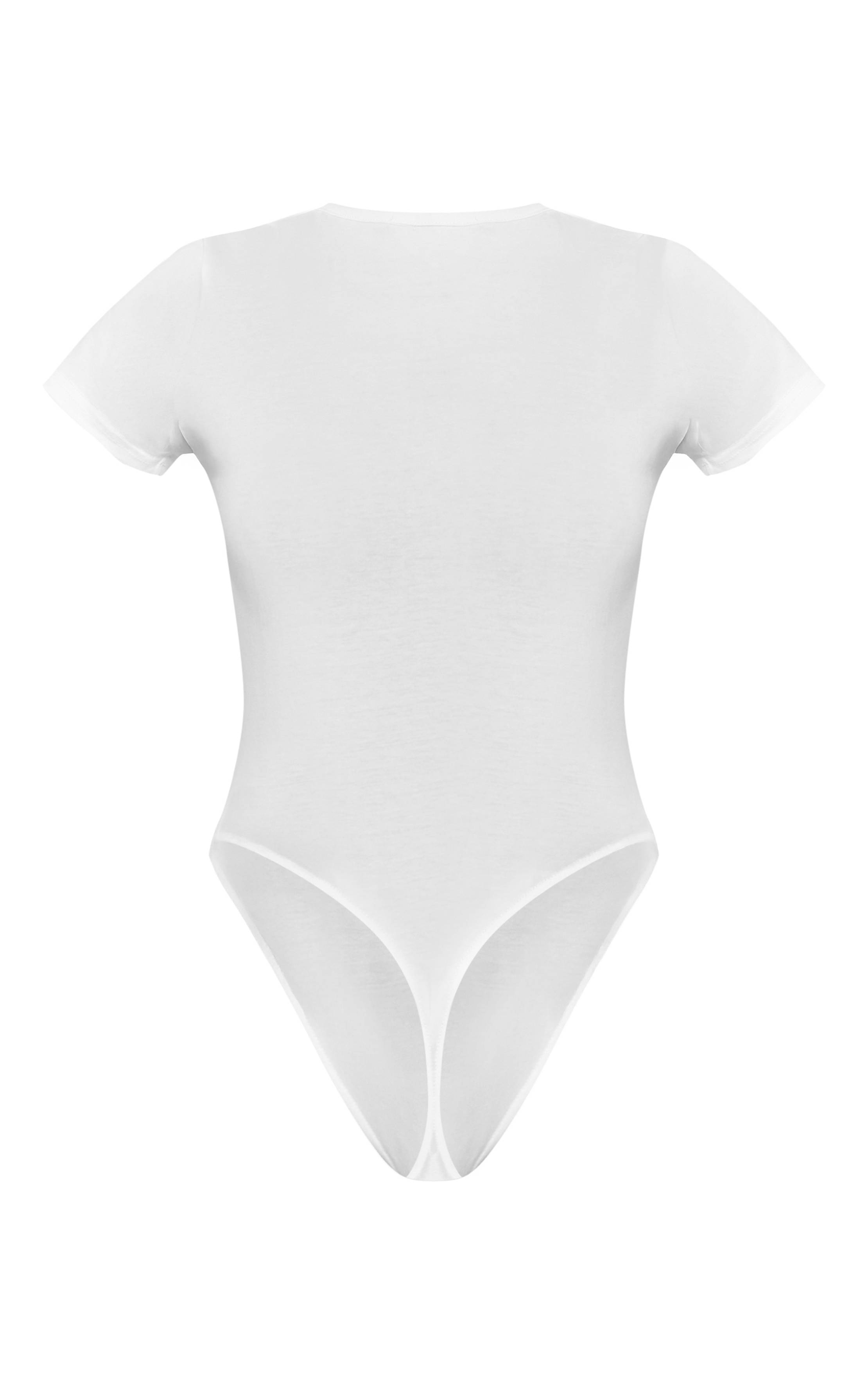 Blanc Body À Manches Courtes Et Col Rond En Coton