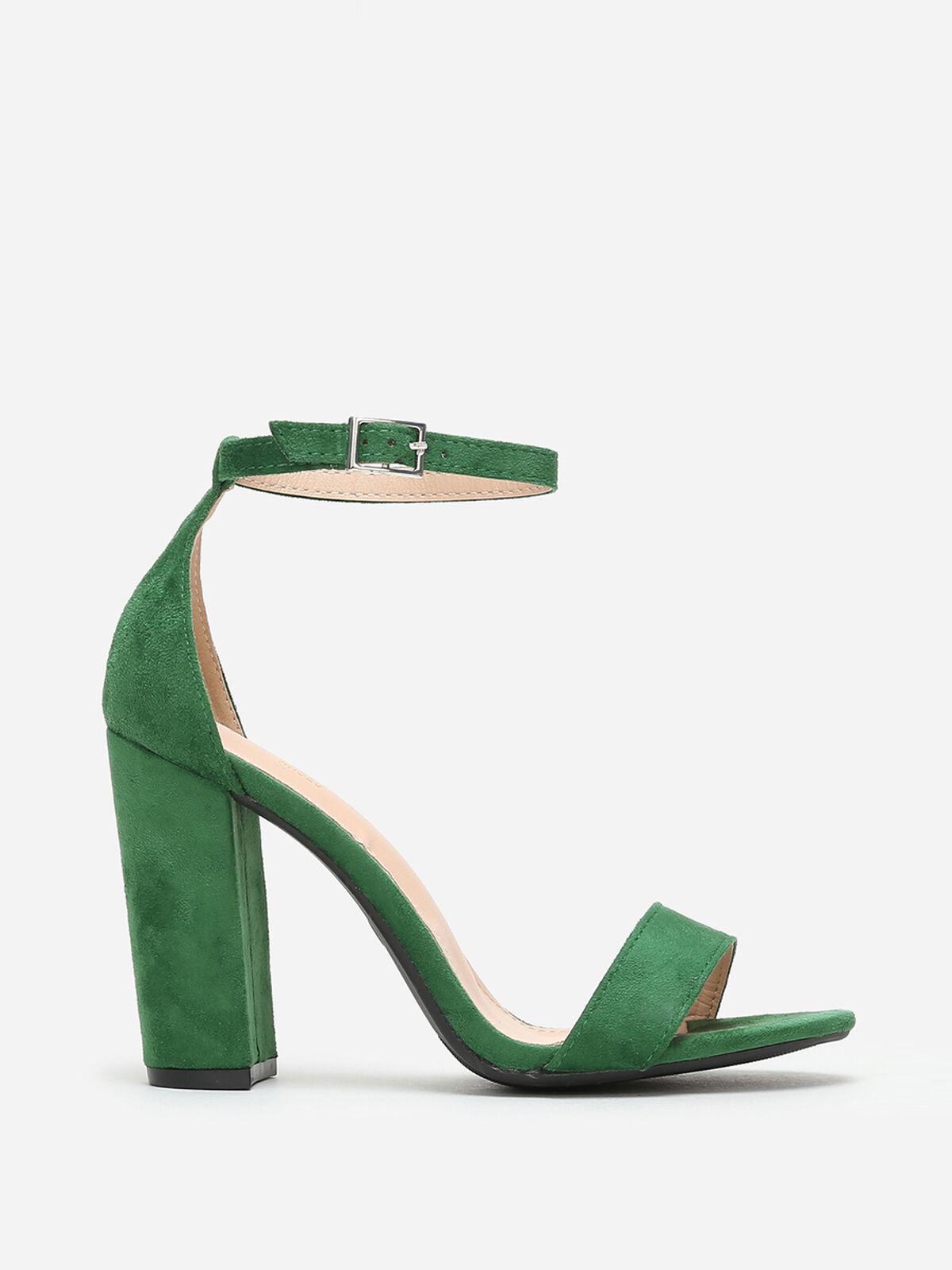 Sandales en suédine à talon carré- Vert