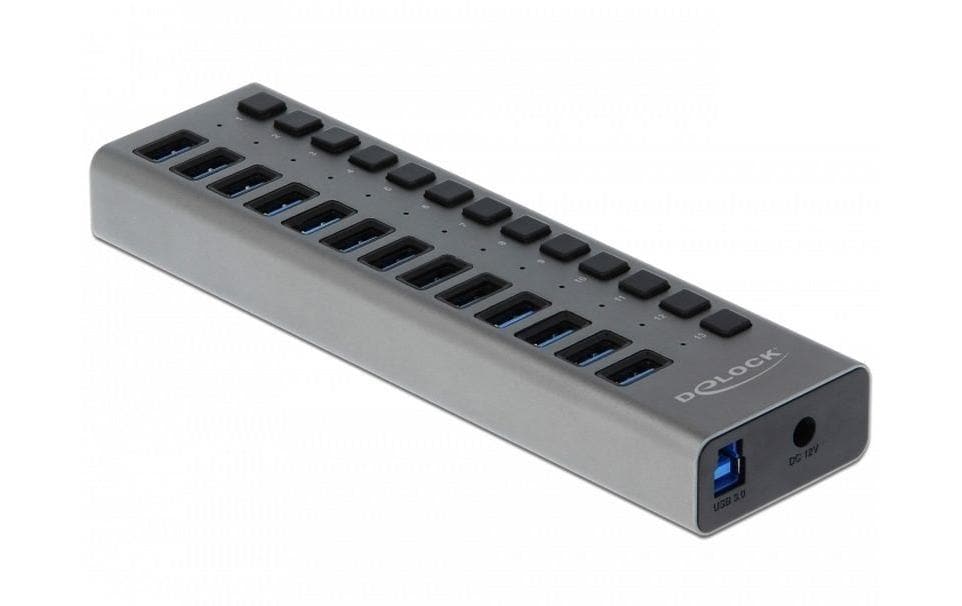 USB-Hub 63738 USB 3.0 - 13x Type-A13-Port-USB-3.0-Hub mit Metallgehäuse und einzeln aktivierbaren Anschlüssen