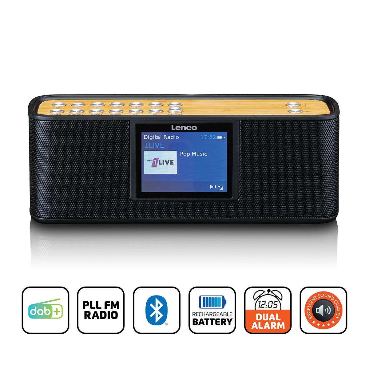 Lenco PDR-045BK Draagbare DAB+ radio met Bluetooth