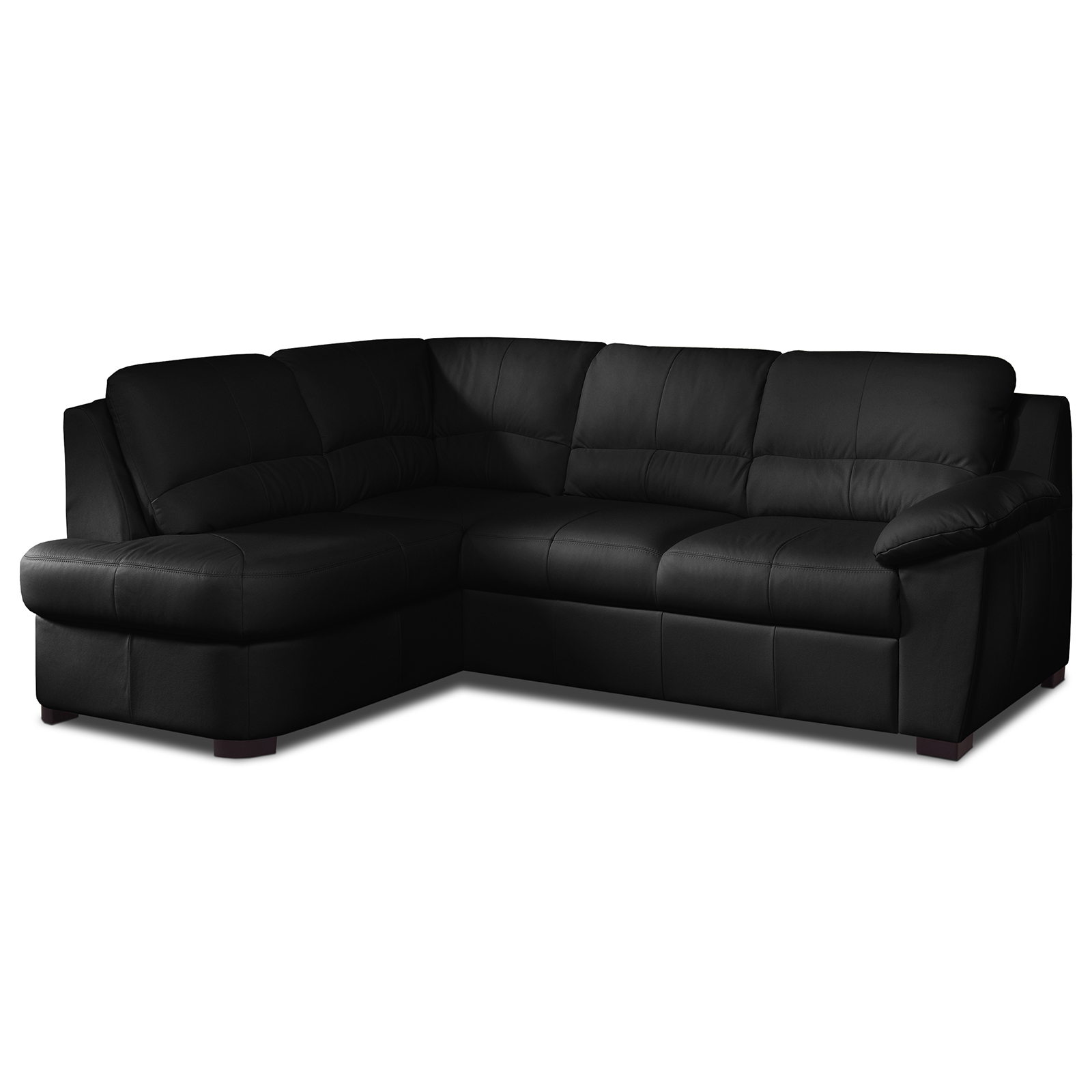 Ledersofa - schwarz - Basismodell - Ottomane links