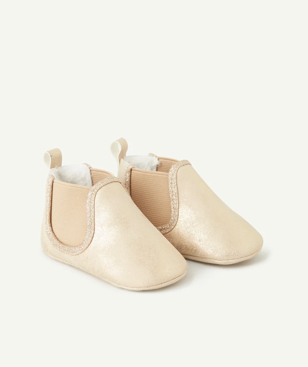 CHAUSSONS ÉLASTIQUÉS BÉBÉ FILLE COULEUR DORÉE ET PAILLETÉS