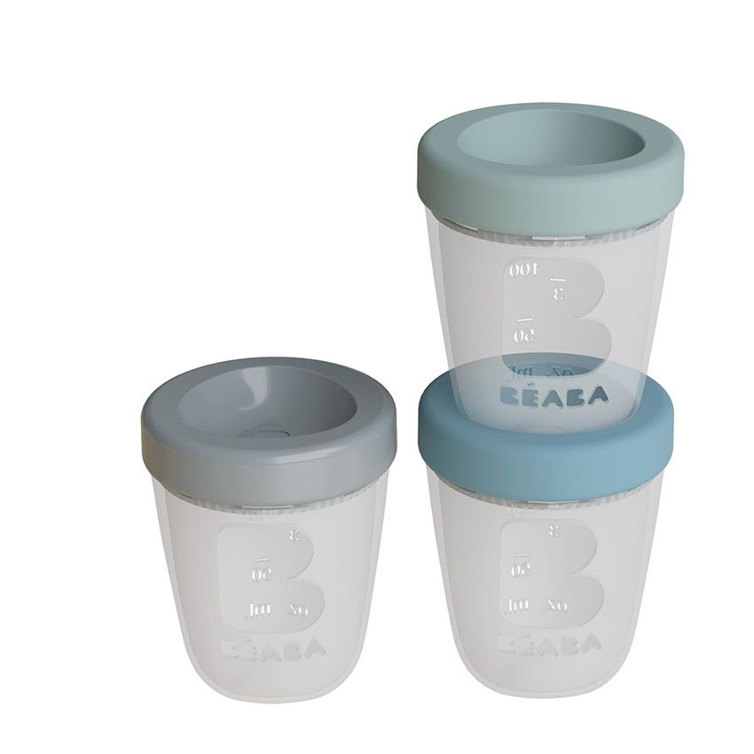 Set de 3 pots de conservation en silicone 200 ml - Jungle - Ecru