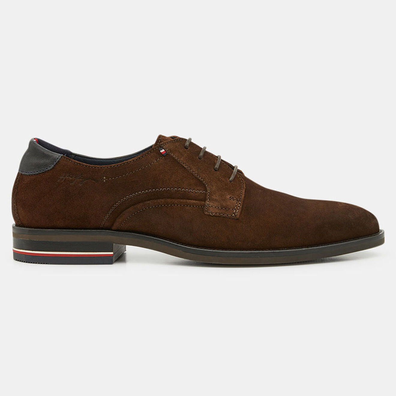 Tommy Hilfiger Derbies en Velours de Cuir Signature marron